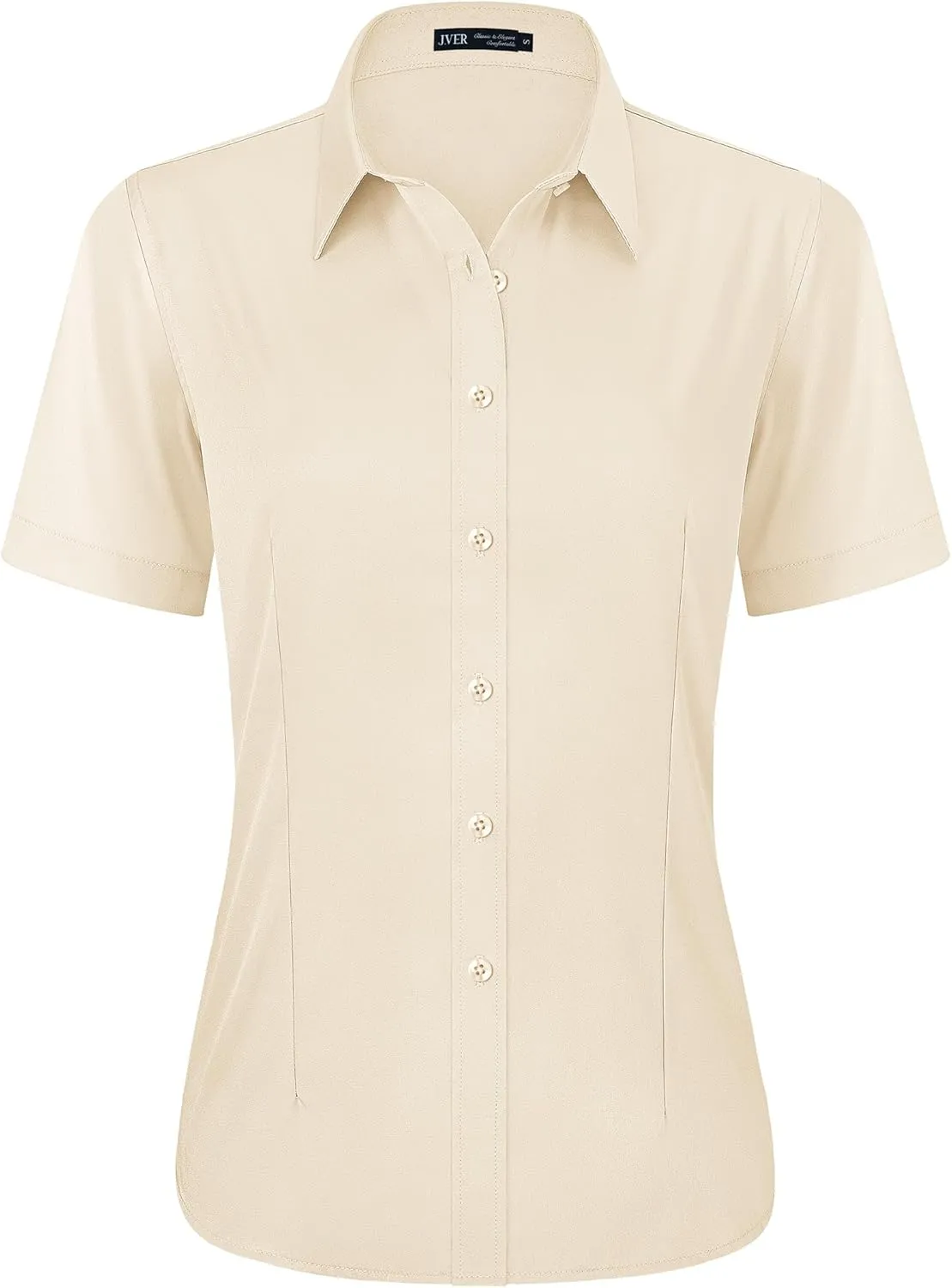 J.VER Womens Button Down Shirts Stretch Wrinkle Free Formal Short Sleeve Dress Shirt Summer Work Blouses Business Casual Tops