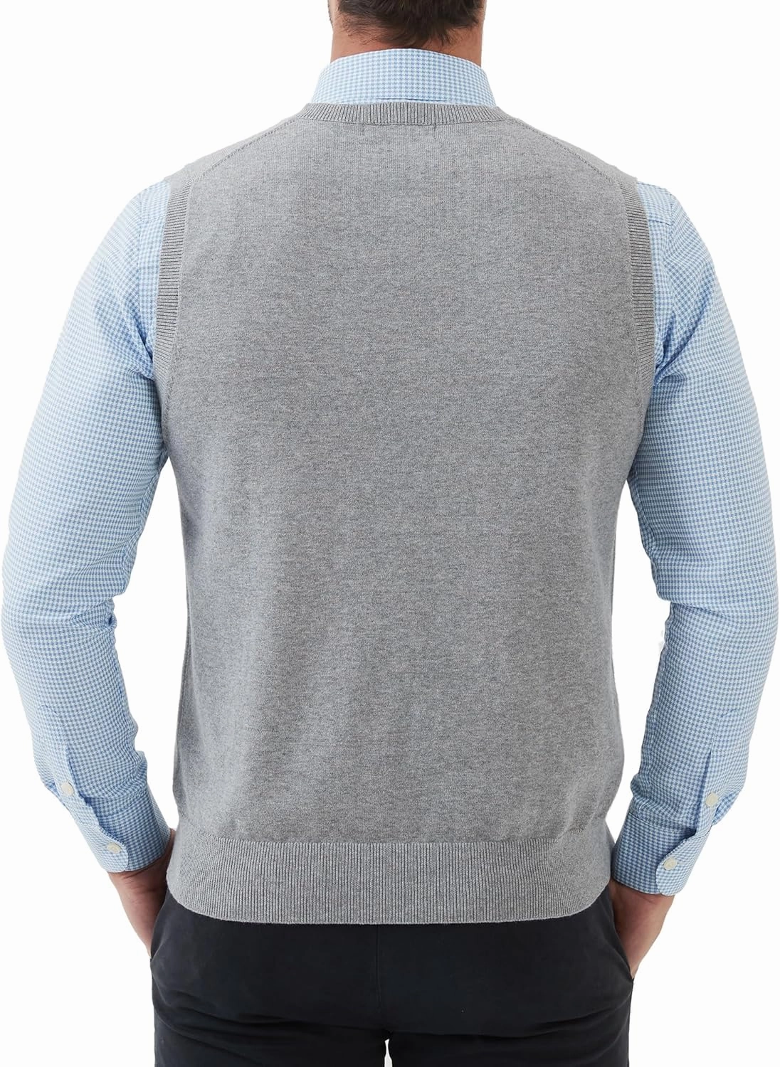 Kallspin Men's Pure Cotton Sweater Vest V Neck Regular Fit Knit Sleeveless Pullover Sweater
