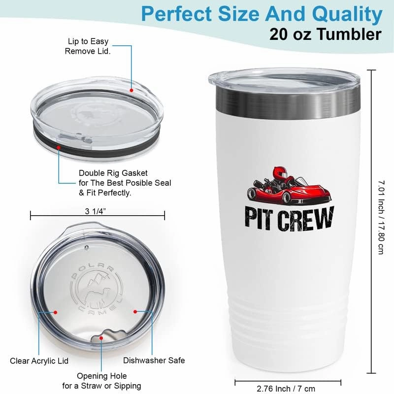 Kart Racing White Viking Tumbler 20oz - Pit Crew - Road Racing Shifter Karts Circuits Cart Racer Competitive Driver Speed Car Enthusiast Hobbies