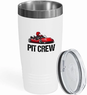 Kart Racing White Viking Tumbler 20oz - Pit Crew - Road Racing Shifter Karts Circuits Cart Racer Competitive Driver Speed Car Enthusiast Hobbies