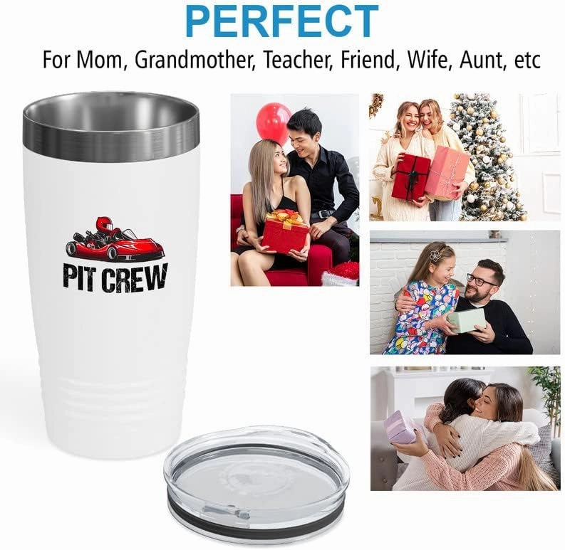 Kart Racing White Viking Tumbler 20oz - Pit Crew - Road Racing Shifter Karts Circuits Cart Racer Competitive Driver Speed Car Enthusiast Hobbies