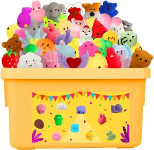 Kawaii Squishies, Mochi Squishy Toys Bulk 130 Pack for kids 4-8 8-12 Boys Girls Fidget Sensory Toys for Anxiety School Party Favors Birthday Gift Goodie Bag Christmas Animals Stocking Stuffers
