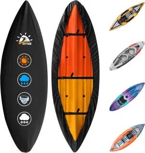 Kayak Cover 10 FT - 600D Canoe Cover for Outdoor Storage, Heavy Duty & Waterproof, Fade-Resistant Kayak Accessory for Canoe, Paddle Board, SUP, Boat, and Kayaks