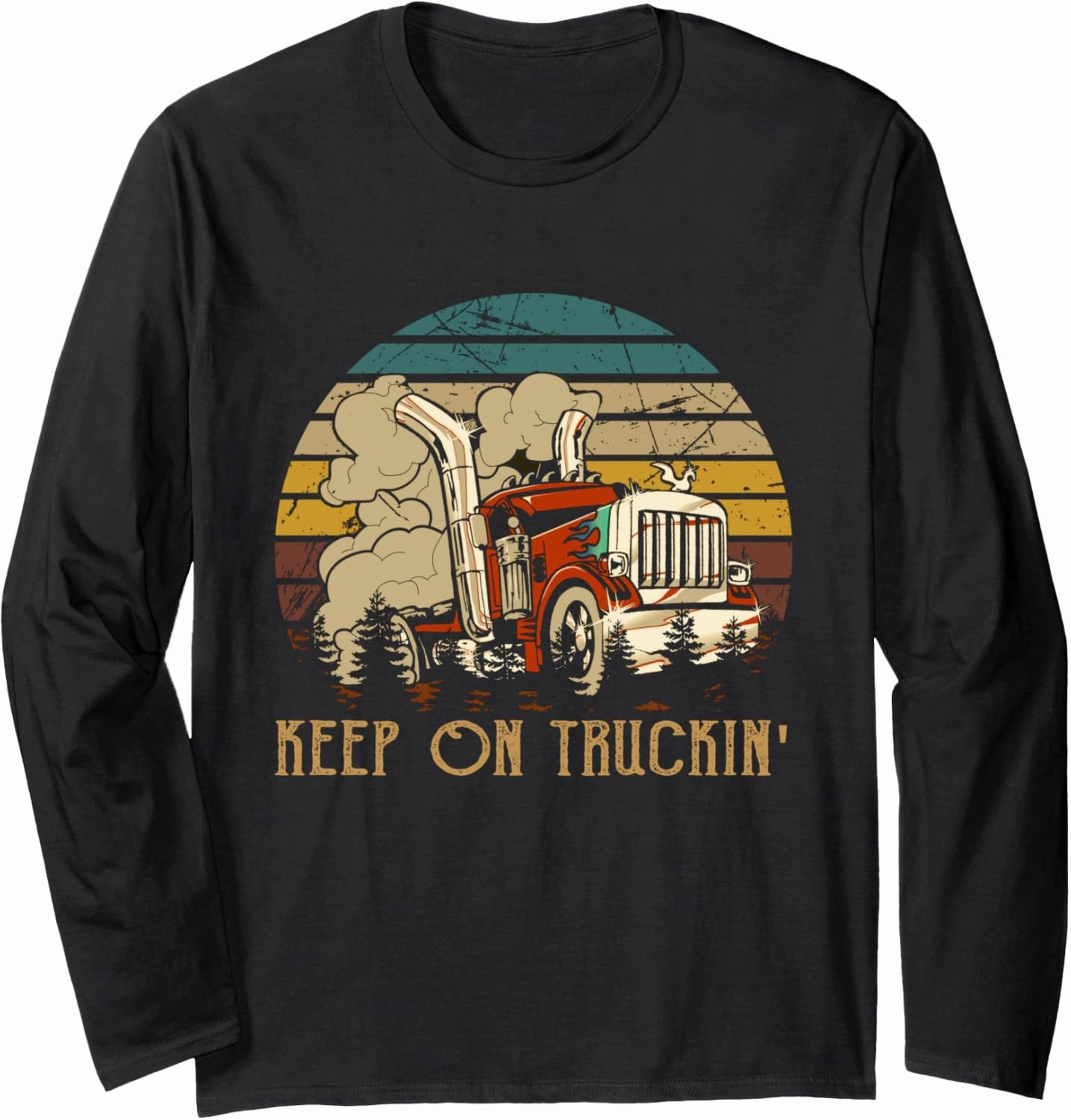 Keep On Trucking Cute Rock Music 70s Throwback Vintage Style Long Sleeve T-Shirt