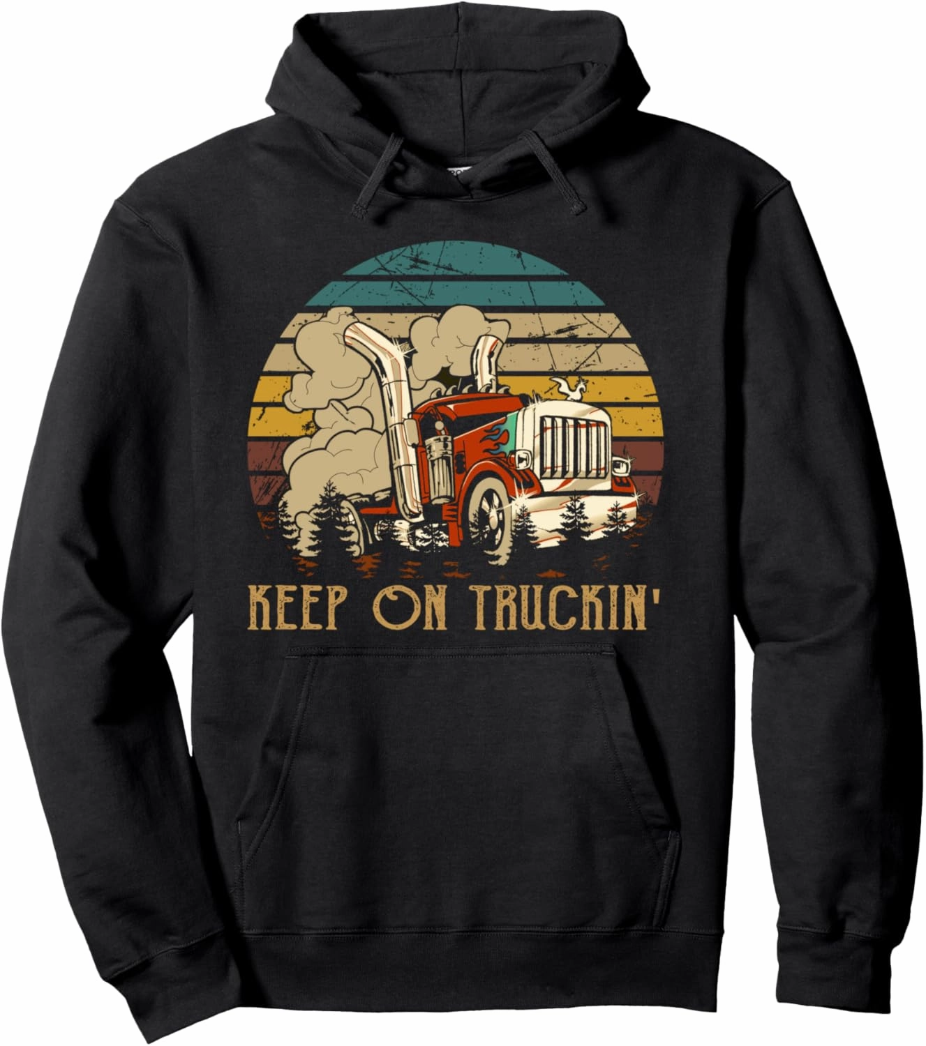 Keep On Trucking Cute Rock Music 70s Throwback Vintage Style Pullover Hoodie