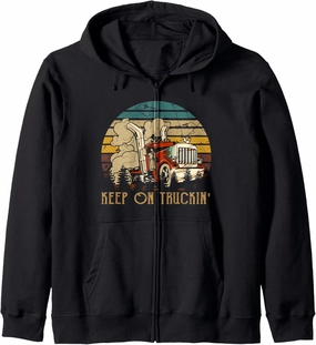 Keep On Trucking Cute Rock Music 70s Throwback Vintage Style Zip Hoodie