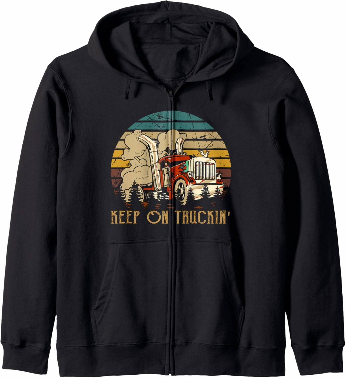 Keep On Trucking Cute Rock Music 70s Throwback Vintage Style Zip Hoodie
