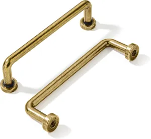 khtumeware 10 Pack Burnished Antique Brass Cabinet Pulls 3-3/4" Hole Center Classic Vintage Drawer Handles Kitchen Cupboard Bathroom Dresser Cabinet Hardware