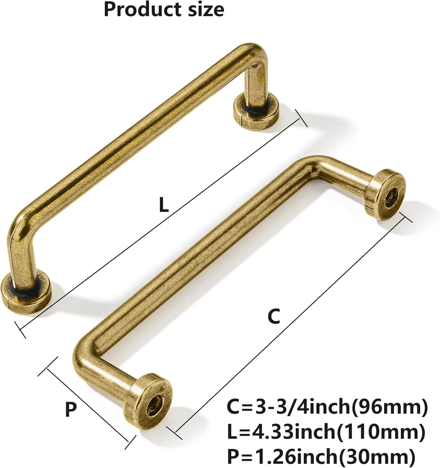 khtumeware 10 Pack Burnished Antique Brass Cabinet Pulls 3-3/4" Hole Center Classic Vintage Drawer Handles Kitchen Cupboard Bathroom Dresser Cabinet Hardware