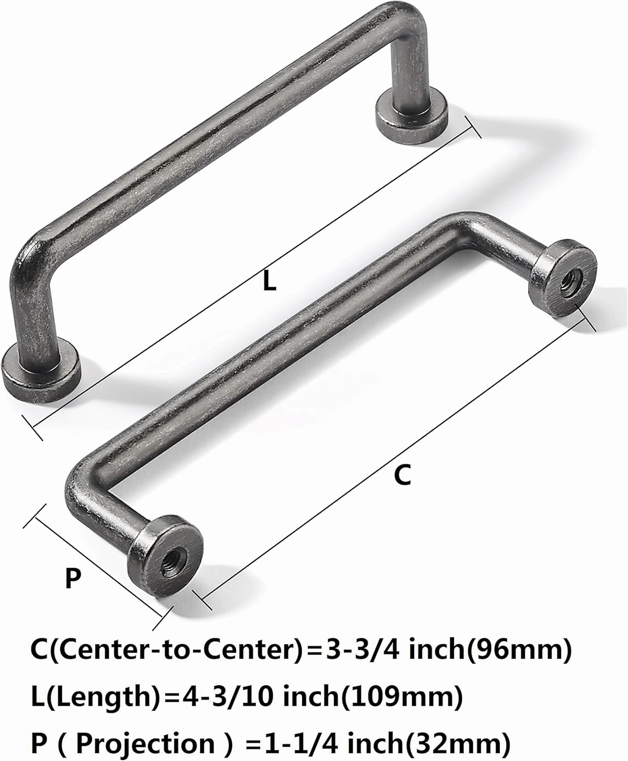 khtumeware 10 Pack 3-3/4 inch Hole Center Antique Iron Cabinet Pulls Vintage Cabinet Handle Kitchen Hardware Farmhouse Vintage Dressing Table Drawer Handle Classic Wardrob.
