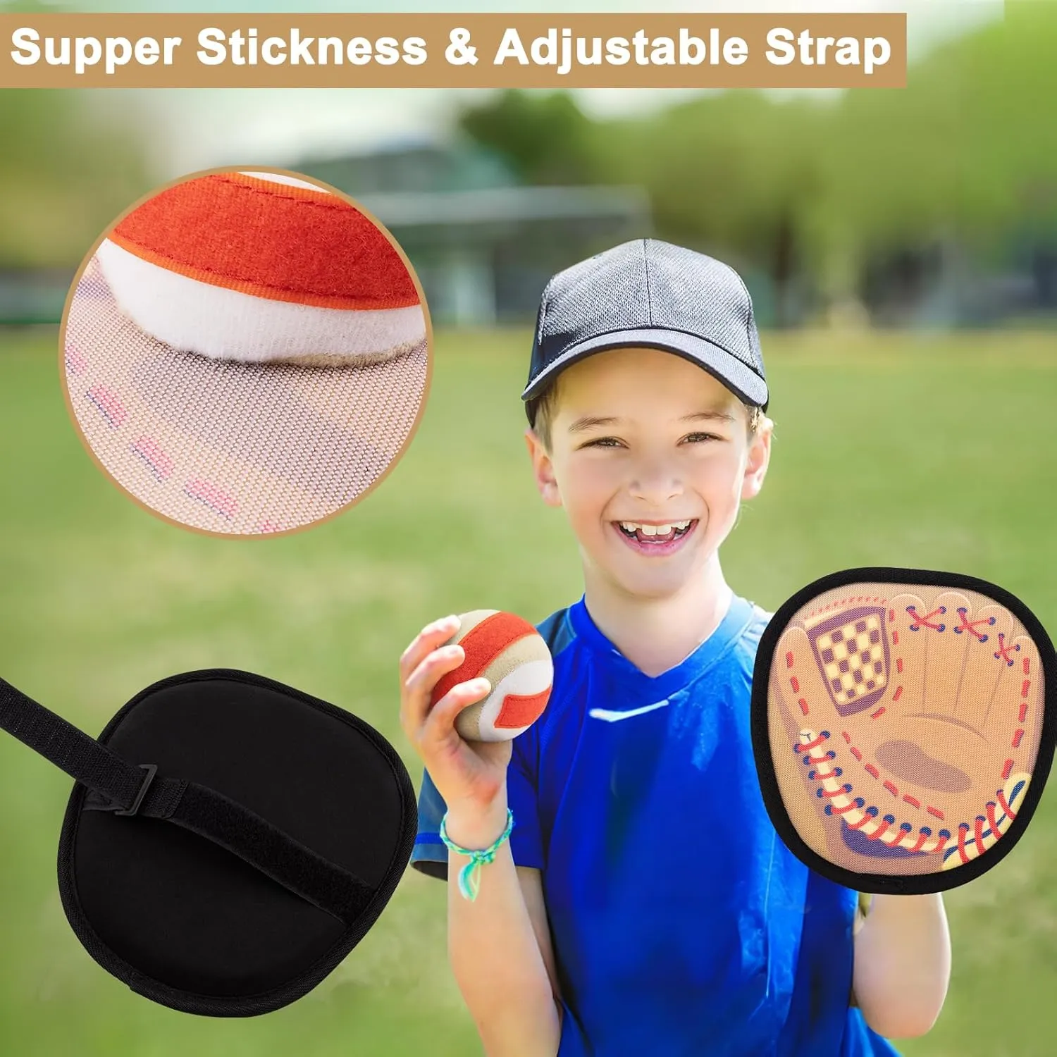 Kids Toys Toss and Catch Ball Set Toddler Baseball Training Glove Soft Sticky Balls, Outdoor Beach Pool Toys for Kids Yard Camping Games for 3 4 5 6 7 8 Year Old Boys Girls Birthday Gifts