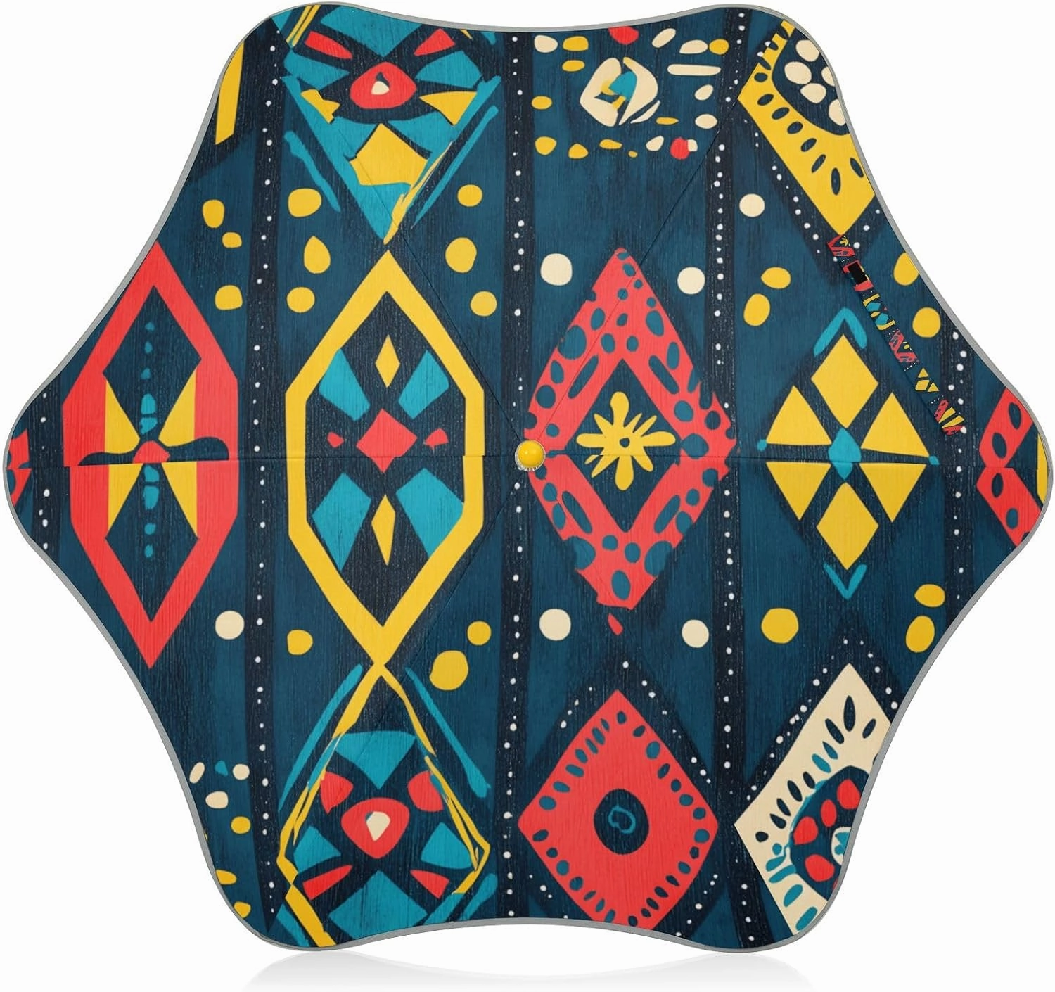 Kids Long Handle Folding Umbrella African Aztec Ethnic Geometric - Easy Push Switch for 3-8 Years Old, Waterproof & UV50  Protection, Safe & Cute Design Umbrella for Rain