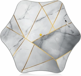 Kids Long Handle Folding Umbrella Gold Lines Marbling - Easy Push Switch for 3-8 Years Old, Waterproof & UV50  Protection, Safe & Cute Design Umbrella for Rain