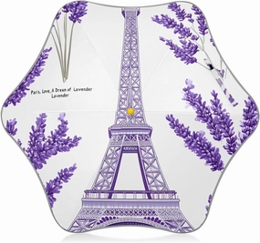 Kids Long Handle Folding Umbrella Paris Eiffel Tower Lavender - Easy Push Switch for 3-8 Years Old, Waterproof & UV50  Protection, Safe & Cute Design Umbrella for Rain