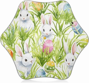 Kids Long Handle Folding Umbrella Watercolor Easter Bunny Eggs - Easy Push Switch for 3-8 Years Old, Waterproof & UV50  Protection, Safe & Cute Design Umbrella for Rain