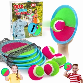 Kids Toys Toss and Catch Ball Game Set, Classic Outdoor Games with 4 Paddles 4 Balls and 1 Storage Bag, Beach Games, Yard Games, Kids Birthday Gift for 3 4 5 6 7 8 9 10 Year Old Boys Girls