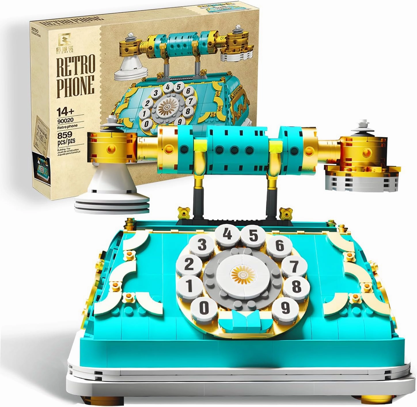 Kimiangel Retro Telephone Building-Bricks Set, Vintage Telephone Building Block Sets for Adult, Construction Building Model Set for Adults and Teen
