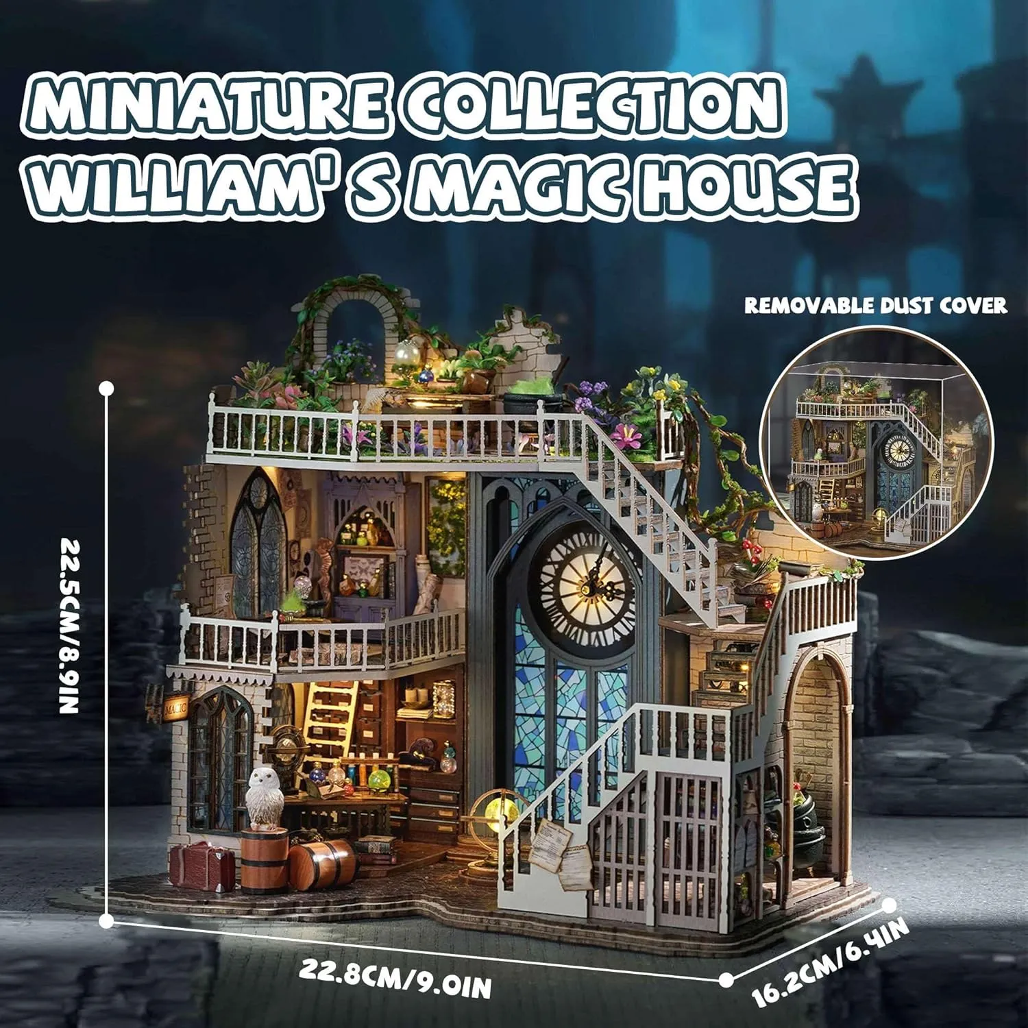 Kisoy Romantic and Cute Dolls' Rooms Miniature DIY House Kit Creative Room Perfect DIY Gift for Friends,Lovers and Families (William' s Magic House)
