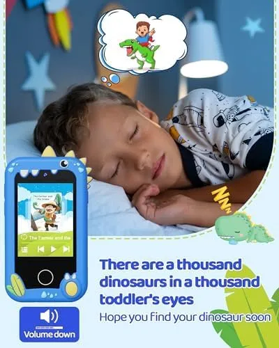 KOKODI Kids Smart Phone, Touchscreen HD Dual Camera Cell Phone for Kids, Christmas Birthday Gifts Dinosaur Toddler Play Phone for Boys 3-10, Travel Toy Preschool Learning Education Toy