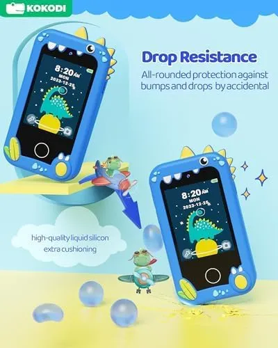 KOKODI Kids Smart Phone, Touchscreen HD Dual Camera Cell Phone for Kids, Christmas Birthday Gifts Dinosaur Toddler Play Phone for Boys 3-10, Travel Toy Preschool Learning Education Toy