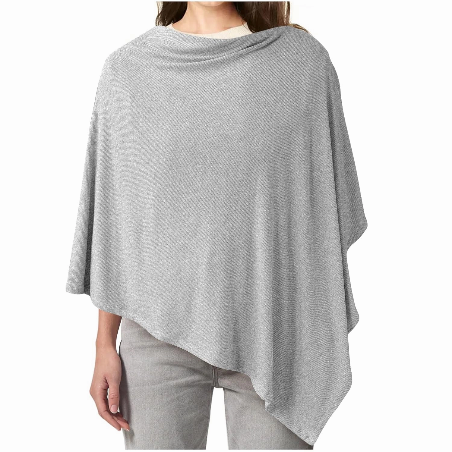 Konssy Knit Nursing Cover for Breastfeeding, 360° Full Privacy Breathable Breastfeeding Cover, Multi-use Carseat Canopy(Grey)