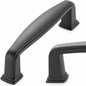 KOOFIZO Square Foot Cabinet Arch Pull - Black Furniture Handle, 3 Inch/76mm Screw Spacing, 10-Pack for Kitchen Cupboard Door, Bedroom Dresser Drawer, Bathroom Furniture Hardware