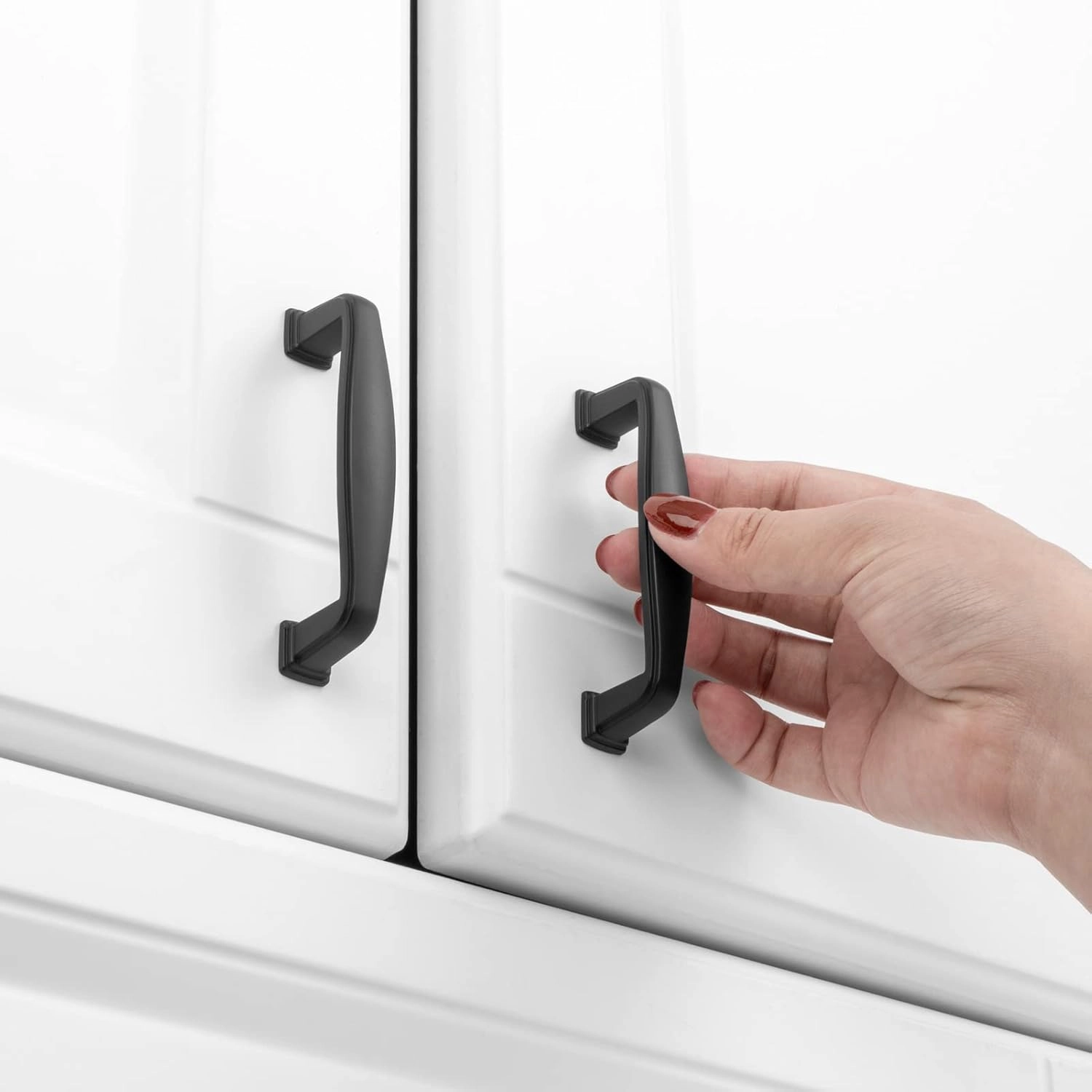 KOOFIZO Square Foot Cabinet Arch Pull - Black Furniture Handle, 3 Inch/76mm Screw Spacing, 10-Pack for Kitchen Cupboard Door, Bedroom Dresser Drawer, Bathroom Furniture Hardware