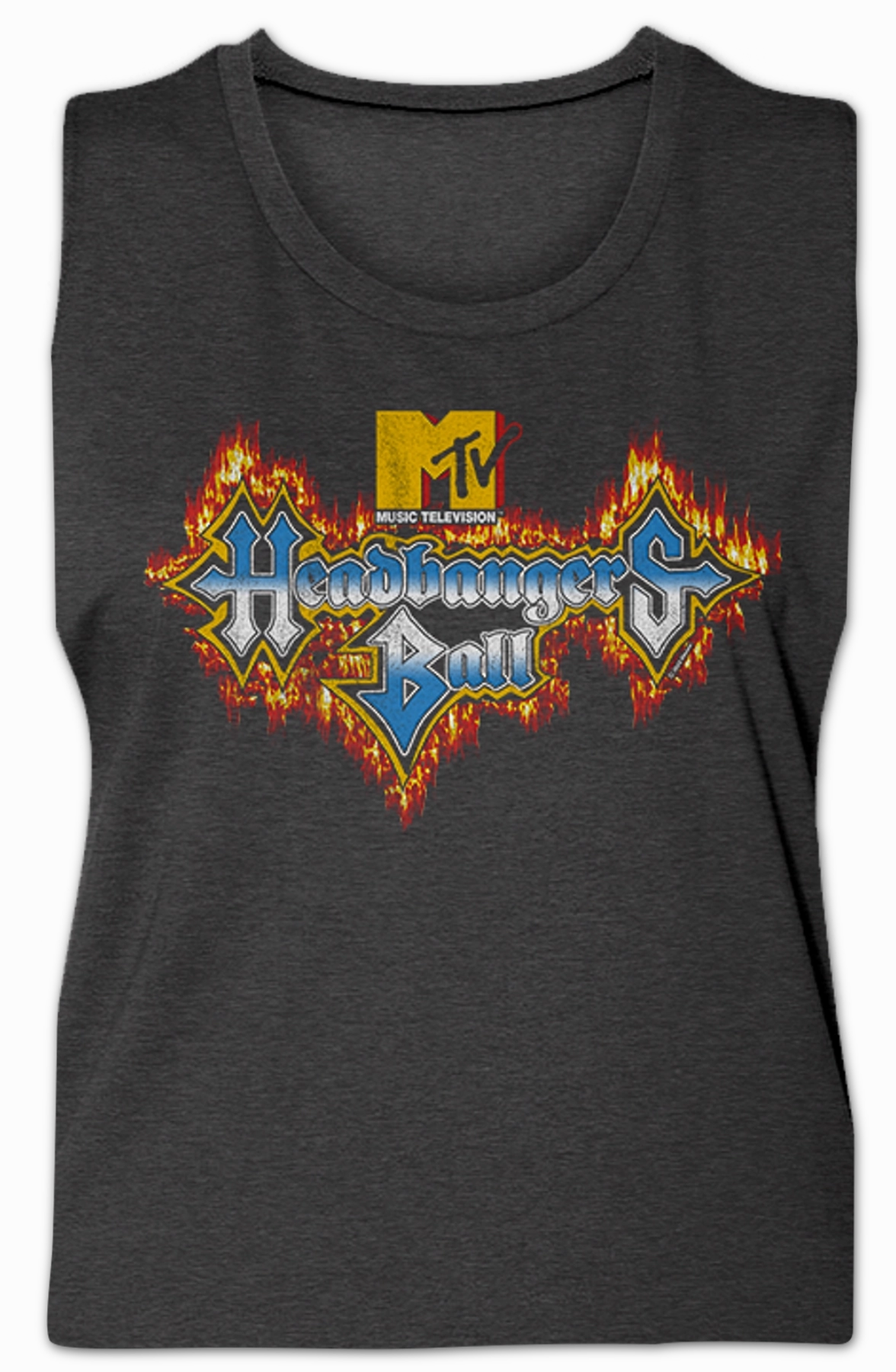 Ladies Headbangers Ball Flaming Logo MTV Muscle Tank Top