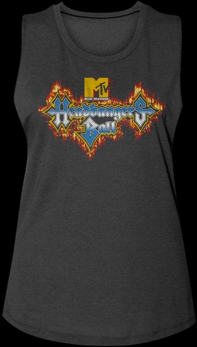 Ladies Headbangers Ball Flaming Logo MTV Muscle Tank Top