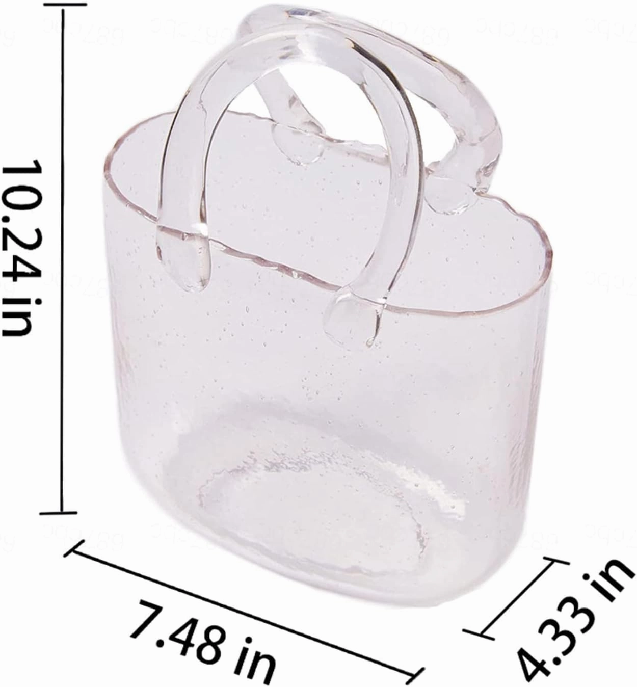 LAMPPE Handbag Vase, Glass Vases with Air Bubbles Purse Vase with Fish Bowl Handbag Flower Vase, Decor Glass Vase for Photo/Birthday/Home Décor,Style1-Transparent