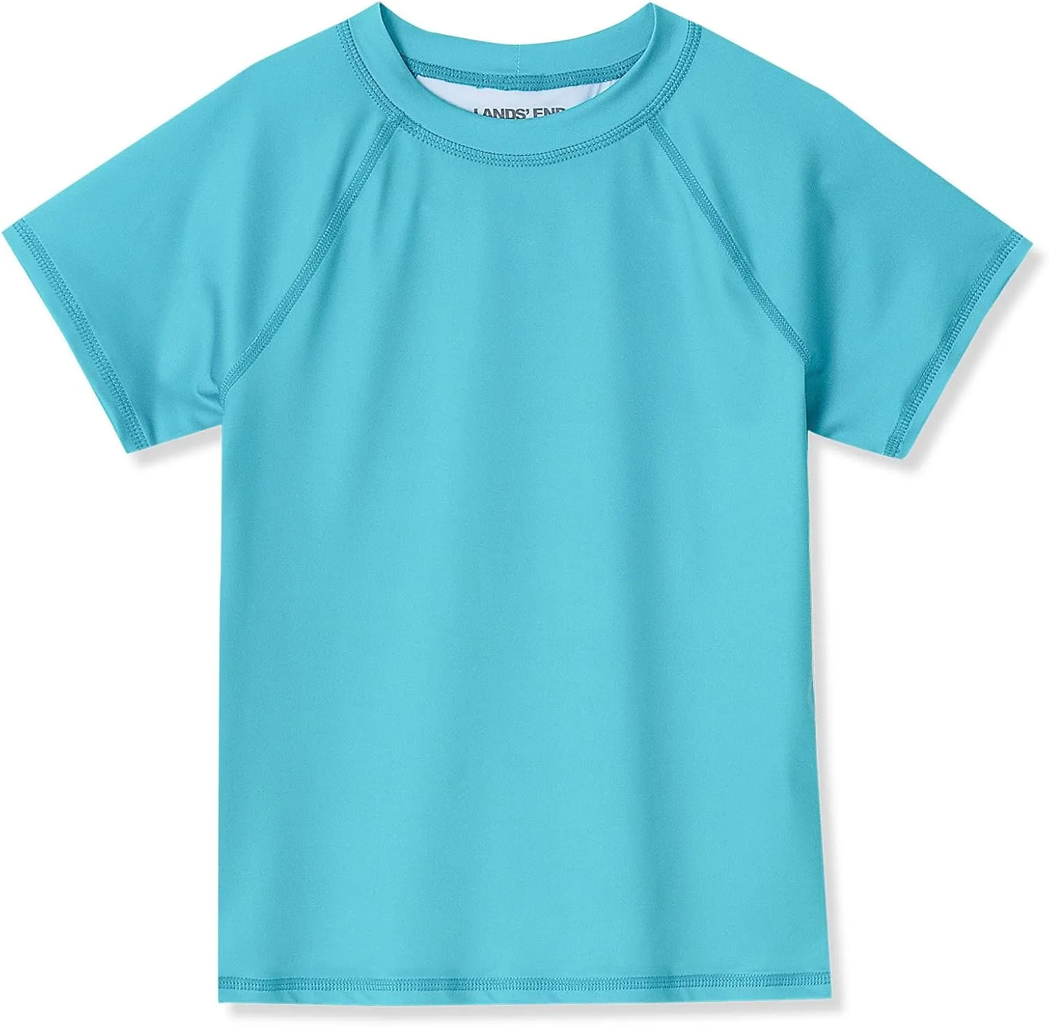 Lands' End Girls Slim Short Sleeve Crew Neck UPF 50 Swim Rash Guard
