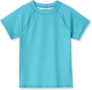 Lands' End Girls Slim Short Sleeve Crew Neck UPF 50 Swim Rash Guard