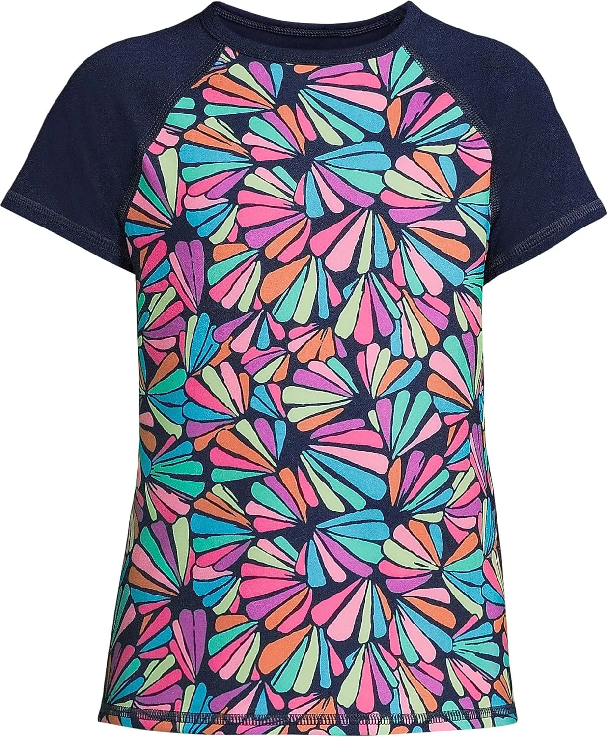 Lands' End Girls Slim Short Sleeve Crew Neck UPF 50 Swim Rash Guard