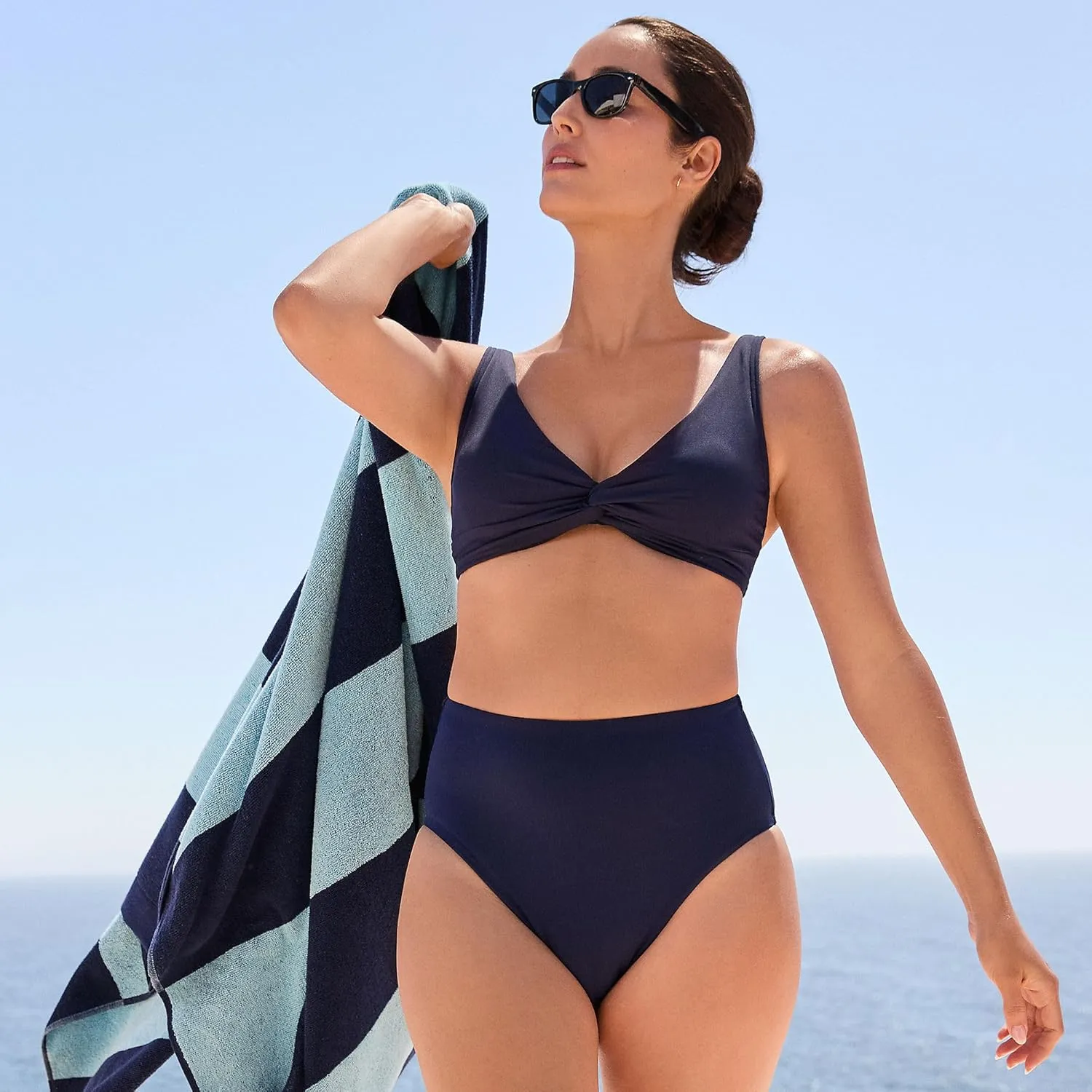 Lands' End Women's Chlorine Resistant Smoothing Control High Waisted Bikini Bottoms