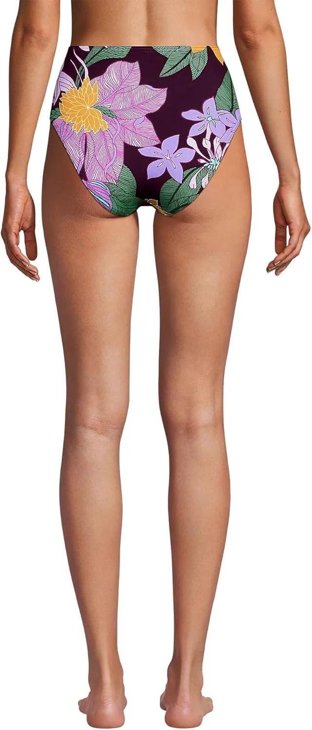 Lands' End Women's Chlorine Resistant Smoothing Control High Waisted Bikini Bottoms