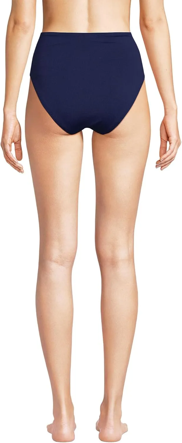 Lands' End Women's Chlorine Resistant Smoothing Control High Waisted Bikini Bottoms