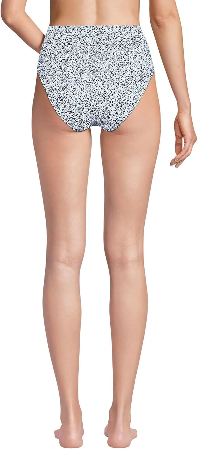 Lands' End Women's Chlorine Resistant Smoothing Control High Waisted Bikini Bottoms