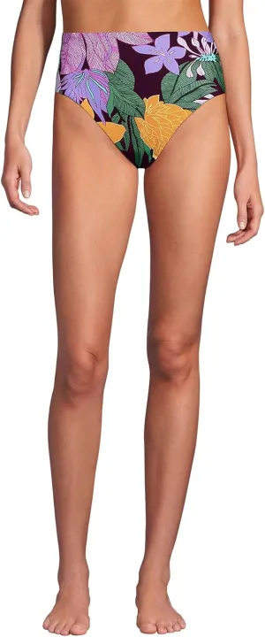 Lands' End Women's Chlorine Resistant Smoothing Control High Waisted Bikini Bottoms