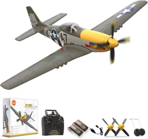LEAMBE Brushless 4 Channel RC Plane P51D Mustang 500mm Remote Control Airplane Fighter RTF with 6-Axis Gyro, 3 Modes & Aerobatics, 2.4GHz Radio Controlled Aircraft for Beginners & Adults