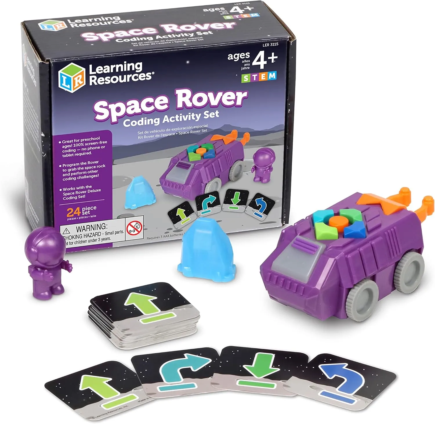 Learning Resources Space Rover Coding Set, 23 Pieces, Ages 4 , STEM for Kids, Classroom, Space and Astronaut Toys