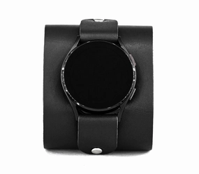 Leather wide cuff band 20mm 22mm Compatible with Samsung Galaxy Watch Classic Active Gear S2 S3 Classic Sport Frontier Pro and other Smart watches with a classic lug, Handmade UA 2363