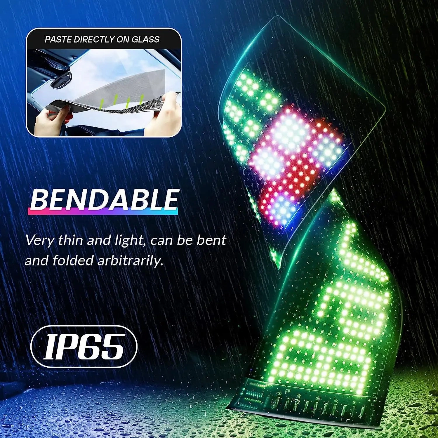 LED Matrix Panel, Rolling Advertising LED Signage, USB 5V Bluetooth App Controlled Programmable LED Car Sign