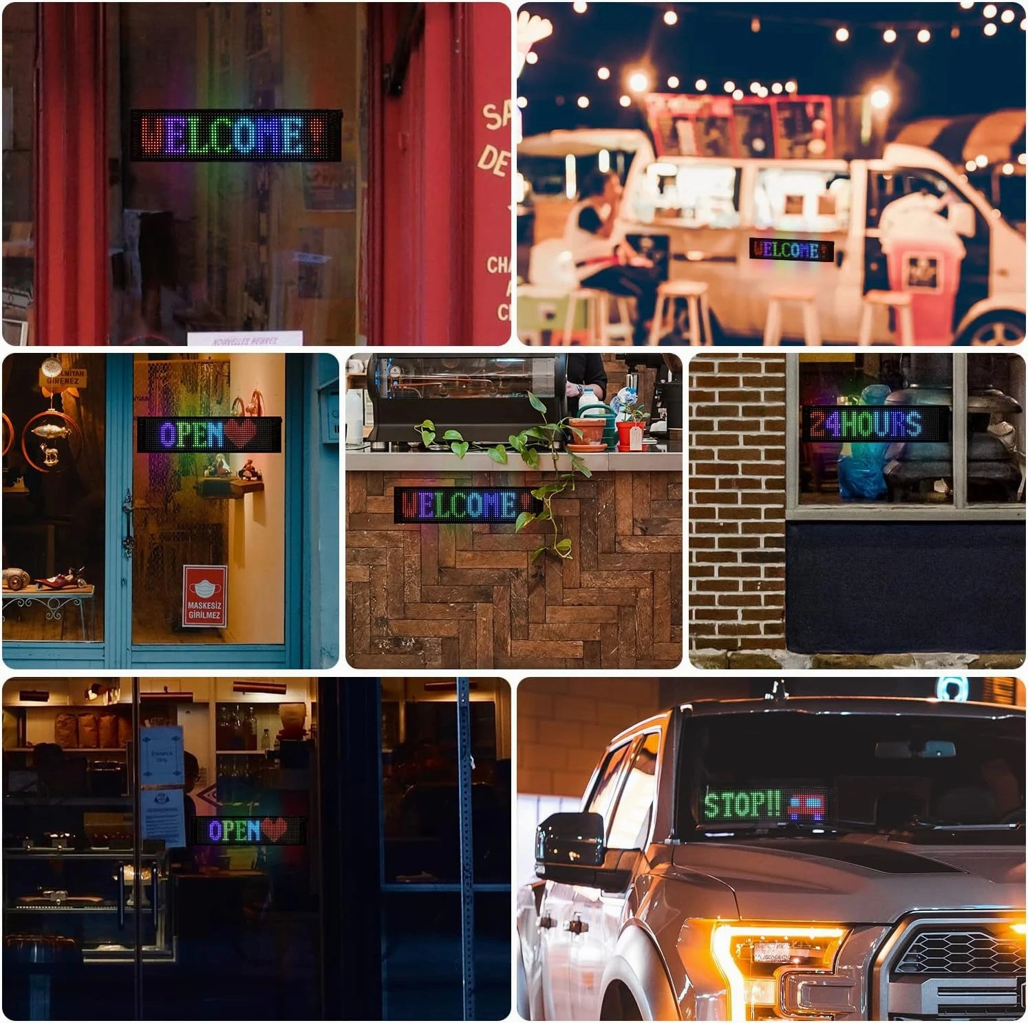 LED Matrix Panel, Rolling Advertising LED Signage, USB 5V Bluetooth App Controlled Programmable LED Car Sign