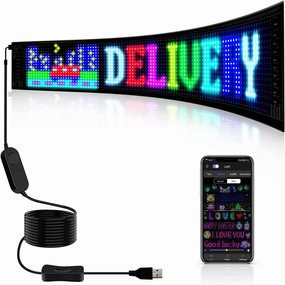 LED Matrix Panel, Rolling Advertising LED Signage, USB 5V Bluetooth App Controlled Programmable LED Car Sign