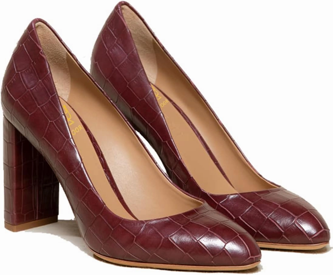 LEHOOR Women Chunky Block High Heel Pumps Shoes Pointed Closed Toe Slip On 3" Heels Dress Sandals Suede Crocodile Patent Leather Work Shoe Office Ladies Formal Dressy Wedding Party Retro 4-11 M US