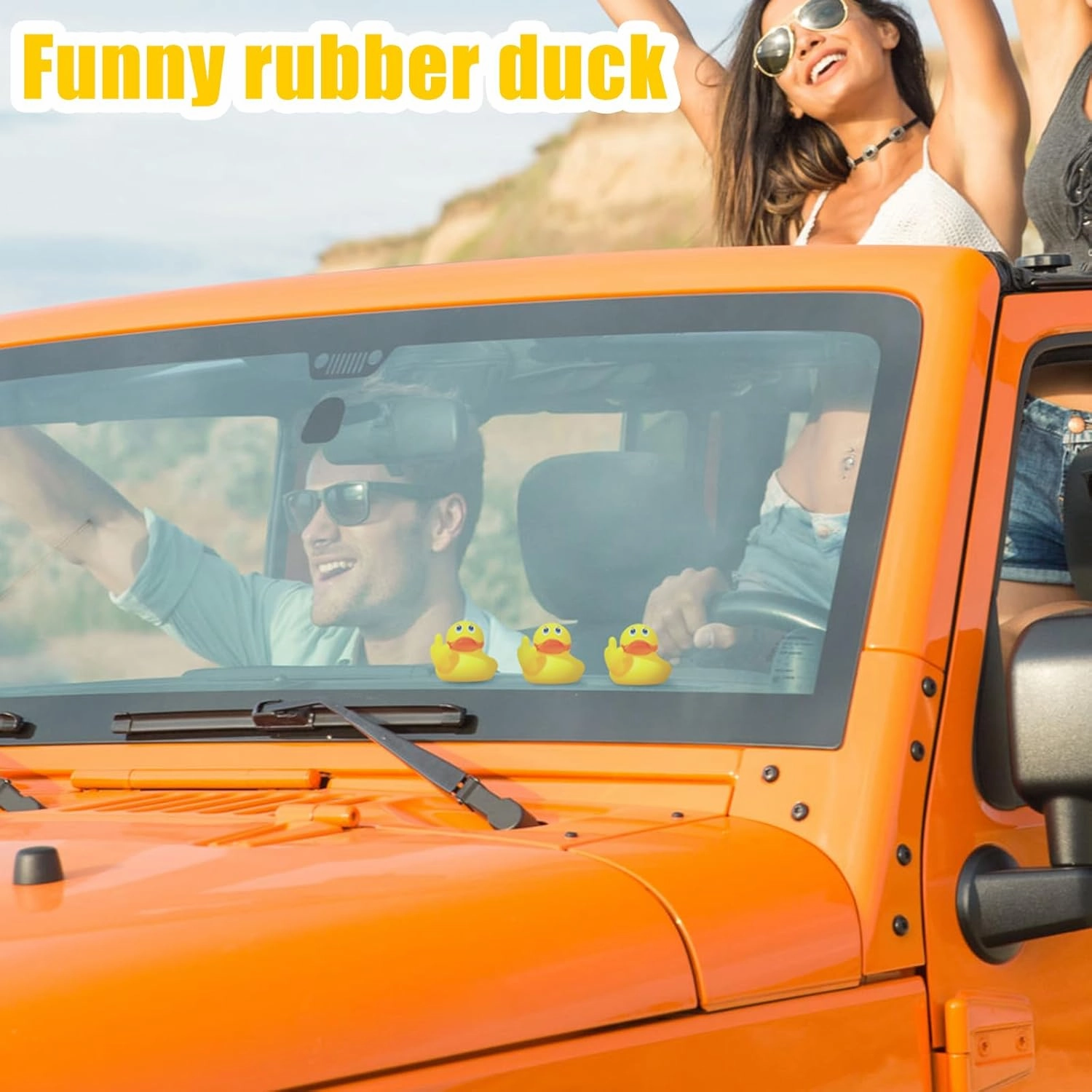Lenwen 48 Pieces Middle Finger Rubber Duck Funny Yellow Rubber Duck Cute Small Bath Toy for Bathroom Car Dashboard Interior Decorations()
