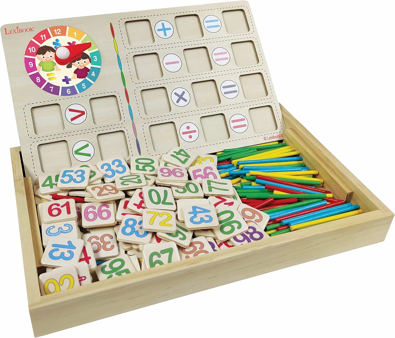 Lexibook Bio Toys Math School, a Wooden Activity Box to Learn to Count, Preschool Educational Toy for First-time Awakening, EDU200