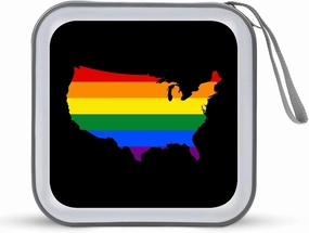 LGBT U.S. Flag Map Funny CD Case 40 Capacity DVD Storage Holder Portable Disc Wallet Organizer Bag for Home Travel Car