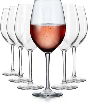 Libbey Entertaining Essentials All Purpose Wine Glasses, 17 Oz, Classic Red and White Wine Glass Set of 6, Stemware Glasses for Special Occasions