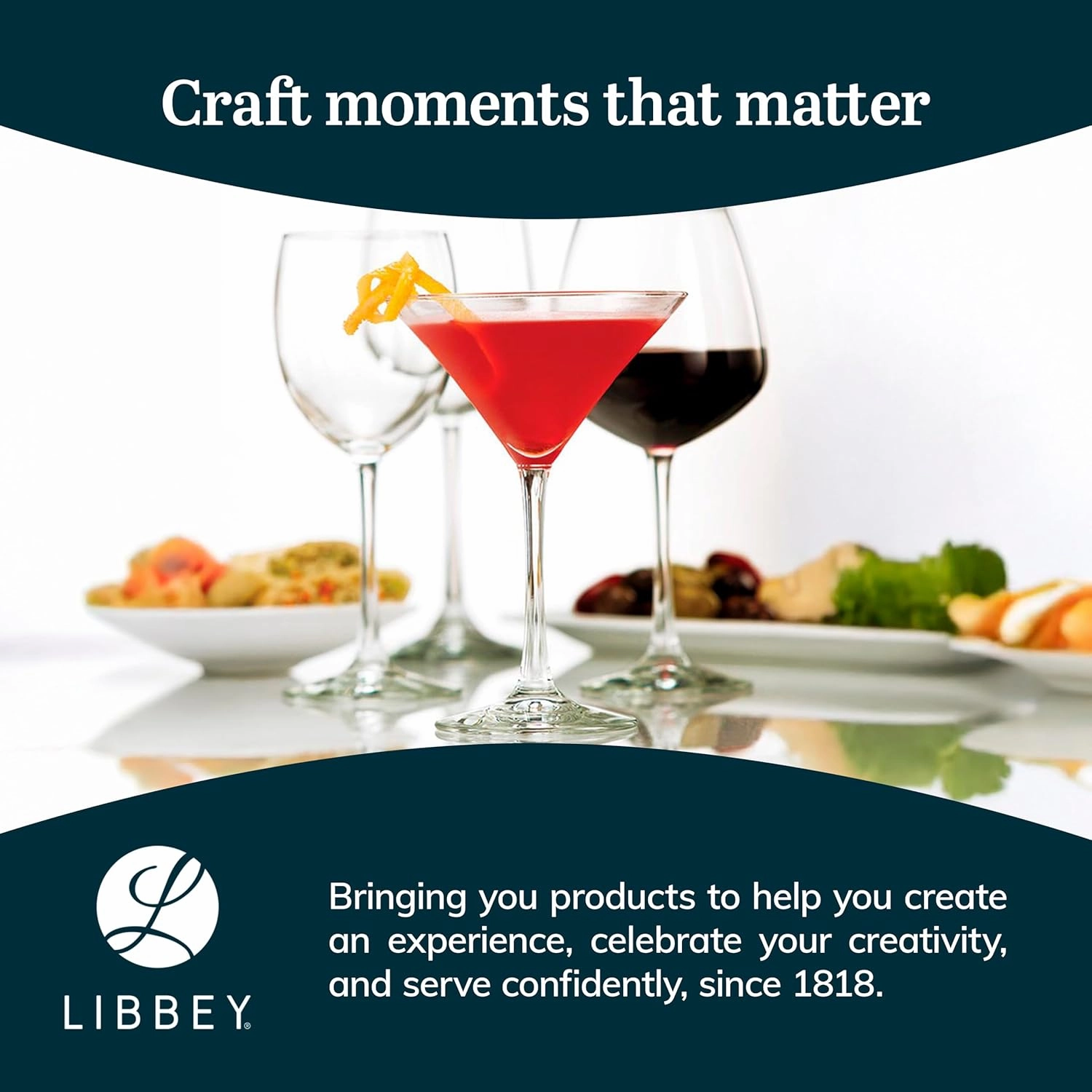 Libbey 7512 Vina Martini Glasses Set of 12, 8 Oz, Classic Long Stemmed Martini Set, Elegant Bar Glassware for Wine, Mixed Drinks, and Desserts